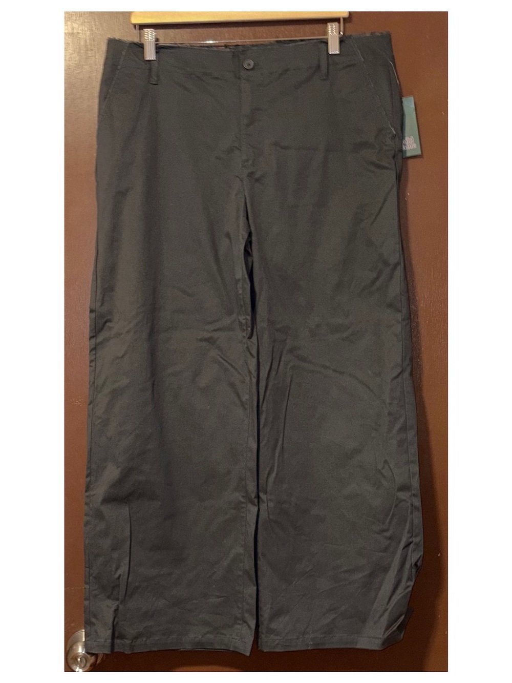 Wild Fable Mid Rise Wide Leg Frayed Hem Chino Pants (Gray - Size Large)